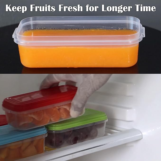 Small Plastic Food Storage Containers with Lids, 8-Pack 8oz (1 Cup / 250 ml) Rectangular Freezer Portion Containers for Leftovers, Spices & Soup, BPA-Free, Stackable, Leak-Resistant, Microwave Safe