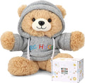 Osacoe Big Hugs Teddy Bear Stuffed Animal with Gift Box Removable Hoodie for Comfort and Love, for Kids, Women & Men in Tough Time, Get Well Soon Gifts Basket with Beautiful Gift Greeting Card