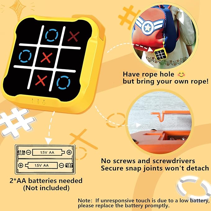 Tic Tac Toe Games for Kids: 4-in-1 Portable Sensory Puzzle Game - 6 7 8 9 10 11 12 Years Old Kids Electronic Toy for Travel Home School - Christmas Birthday Gift for Boys Girls