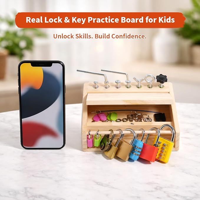 INIFEIDALA Montessori Toys for 3 4 5 Year Old,Montessori Screwdriver Board Set-Lock and Key Toy,Kids Tool Set,Preschool Learning Sensory Activities - Fine Motor Skills - STEM Toys