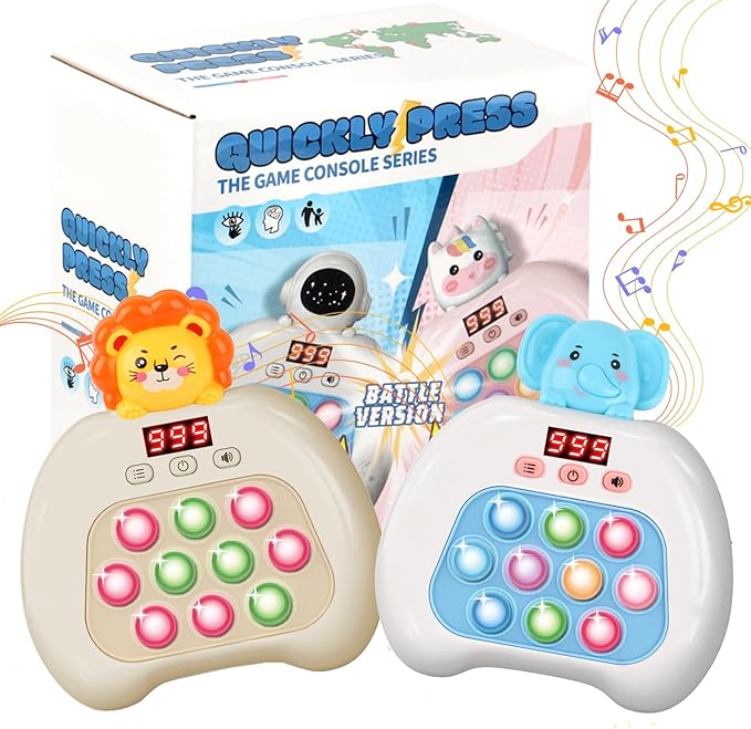 Electronic Pop It Game with LED Screen - 2-Player Online Bubble Pop Fidget Toy, Brain Training STEM Game for Kids 3-12, Anti-Anxiety Sensory Toy, Educational Birthday Gift for Boys Girls（Lion）