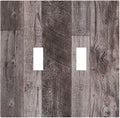 Decorative Switch Plates Rustic Dark Grey Wood Retro Country Wooden 2 Gang Double Toggle Outlet Light Switch Cover Wall Plate Electrical Faceplate for Farmhouse Cabin Decor