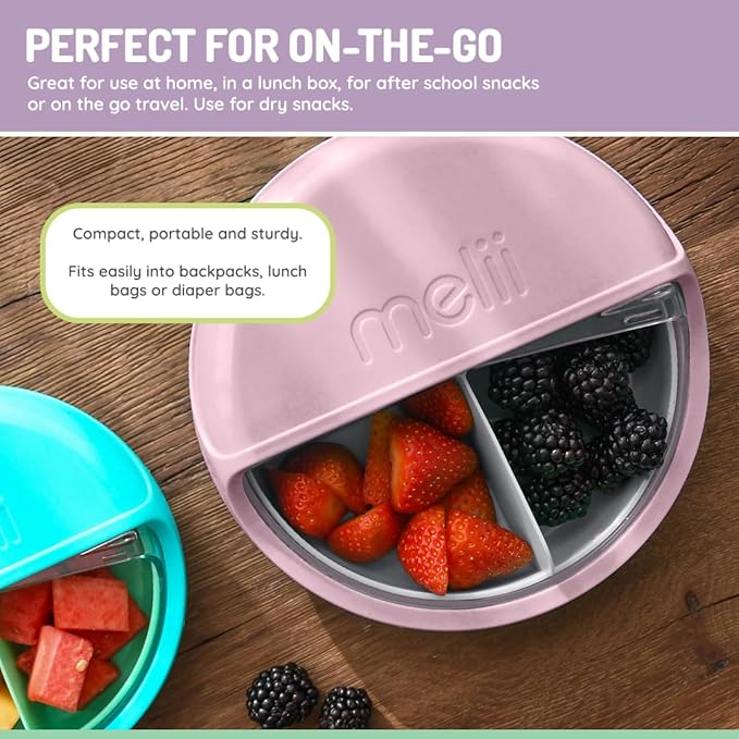 melii Bento Spin Lunch & Snack Container, Food Storage for Kids, BPA-Free, Dishwasher Safe – 4 Compartments, Pink