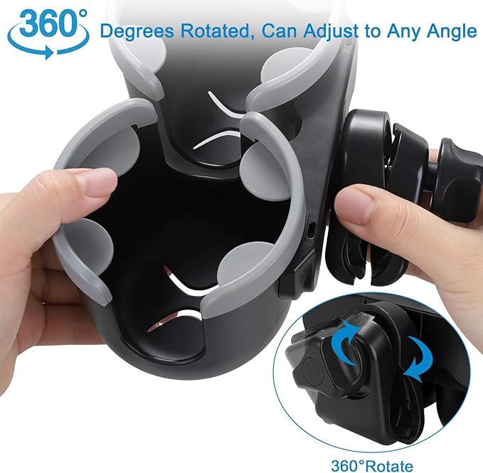 Accmor Stroller Cup Holder with Phone Holder, Bike Cup Holder, Universal Cup Holder for Uppababy Nuna Doona Strollers, 2-in-1 Cup Phone Holder for Stroller Bike Accessory
