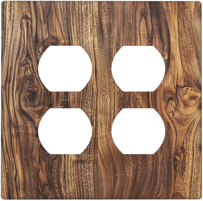 Distressed Wood Brown Wood Texture Outlet Covers 2 Gang Double Duplex Decorative Light Switch Covers Electrical Wallplates Socket Faceplate for Farmhouse Home Decor
