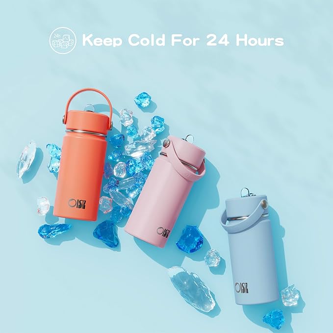 OISIZ Kids Water Bottle with Straw Lid 10oz, Vacuum Insulated 316 Stainless Steel Water Bottles for Kids for School, Leakproof Water Bottle, BPA Free and Keep Cold for 24 Hours