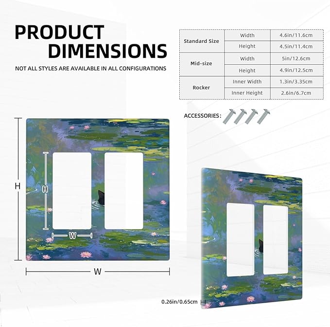 Decorative Outlet Covers Cute Black Cat Water Lily Pond Watercolor 2 Gang Double Rocker Light Switch Cover Decorative Switch plates Electrical Wallplates GFCI Receptacle for Kids Room Nursery