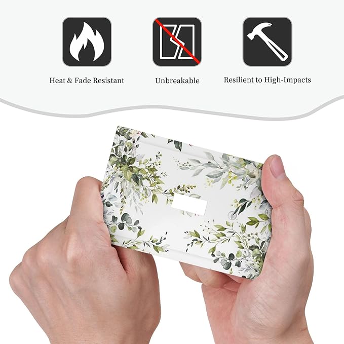 Eucalyptus Sage Green Leaf Plant Floral Decorative Light Switch Cover 1 Gang Single Toggle Device Electrical Faceplate Switchplates Decorator Outlet Wall Plate for Bedroom Living Room Decor