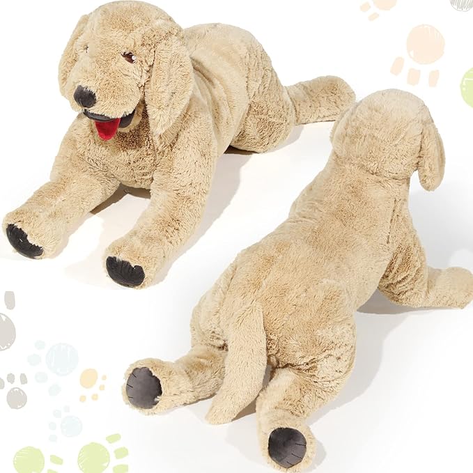 Geosar 27.5" Dog Stuffed Animals Plush, Soft Cuddly Golden Retriever Plush Toys, Large Stuffed Dog Hugging Pillow Gifts for Valentines Kids Girls Boys Birthday