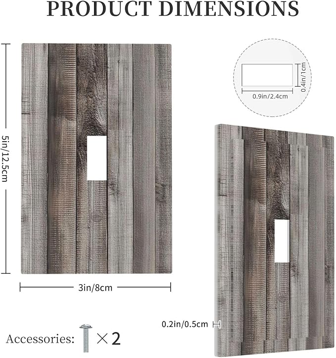 Decorative Light Switch Cover Vintage Brown Gray Wood Texture 1 Gang Single Toggle Device Electrical Faceplate Switchplates Decorator Outlet Wall Plate For Farmhouse Cabin Decor