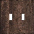 Brown Dark Wood Plank Rustic Vintage Print Decorative Switch Plates 2 Gang Double Toggle Outlet Light Switch Cover Wall Plate Electrical Faceplate for Farmhouse Home Decor