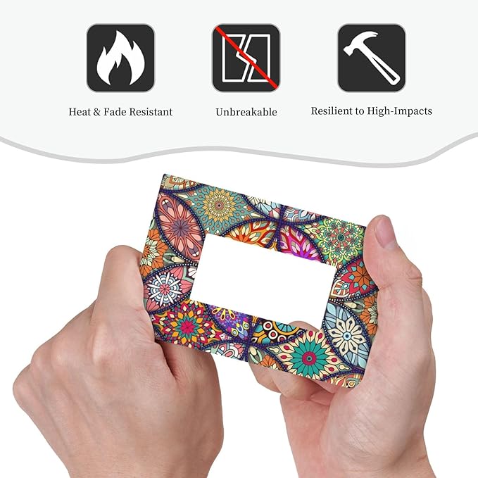 Boho Floral Pretty Colorful Mandala Flowers Decorative Outlet Covers 1 Gang Single Rocker Light Switch Cover Plate Wall Plates GFCI Faceplate for Bedroom Living Room Decor