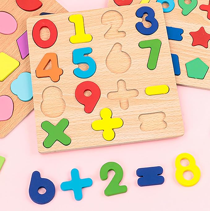 Wooden Puzzles for Toddlers, 2 Pack Alphabet Shape Wooden Puzzles for Kids Montessori Toddler Alphabet Number Shape Learning Puzzle for Kids 3 Years Over Boys & Girls