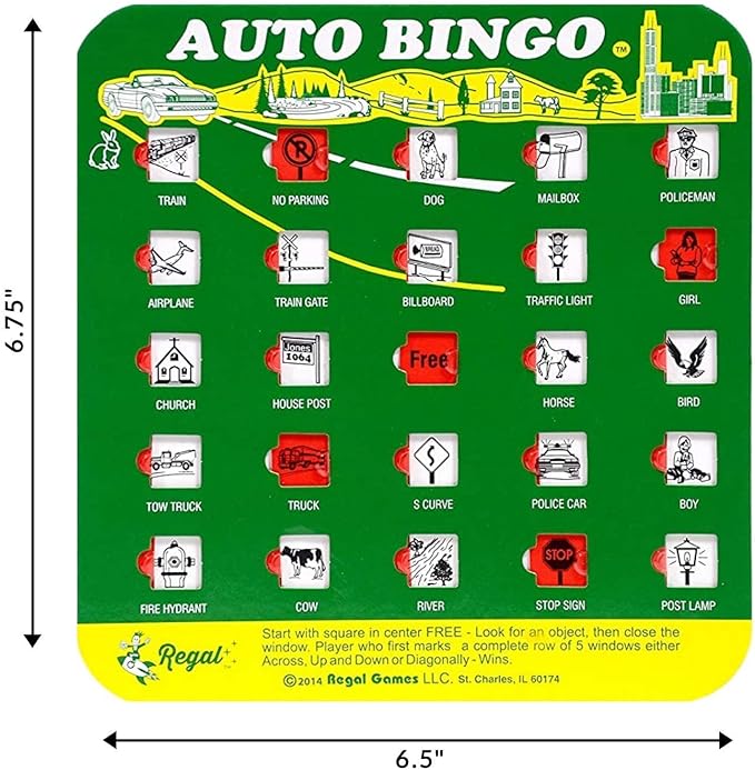 Regal Games Finger-Tip Shutter Bingo Cards with Sliding Windows - Auto Bingo Game Set - Assorted Travel Game for Adults & Kids - Reusable, No Chips & Daubers Needed - 4 Packs - Green