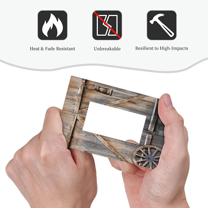 1 Gang Single GFCI/Decorator Rocker Outlet Light Switch Wall Plate Cover Retro Rustic Barn Door Wooden Vintage Farmhouse Wooden Country Garage Cabin Decorative One Device Electrical Faceplate Dimmer