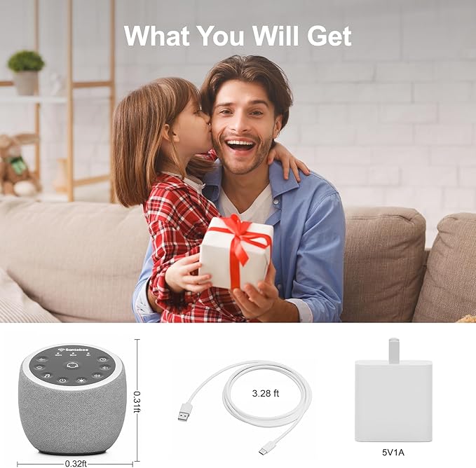 Santebee White Noise Sound Machine for Sleeping, 388 Soothing Sounds, Cocoon Pro 2 Smart APP Control, Custom Buttons Bedside Dimmable Alarm Clock Night Light, for Adults Baby Kids Lullaby