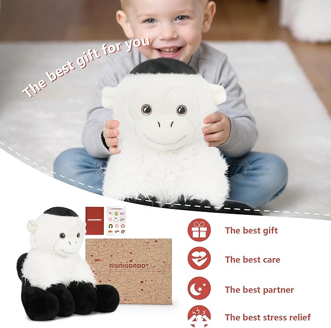 Niuniu Daddy 14" | 3.5 Pound Monkey Weighted Stuffed Animal for Kids Adults, Heavy Capuchin Monkey Pillowfort Plush Toys, Weighted Beads for Stuffed Animals Body Pillow for Birthday Holiday Christmas