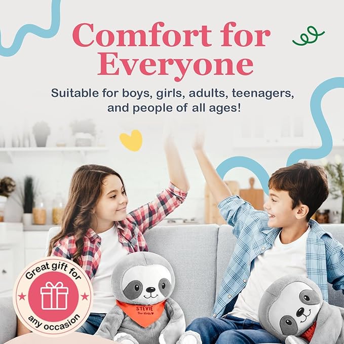Lilly's Love Weighted Stuffed Animals for Kids — 2.5lb Calming Sloth Plush for Anxiety, ADHD & Sensory | Machine Washable Weighted Stuffed Animal w/Removable Insert | Stevie The Sloth