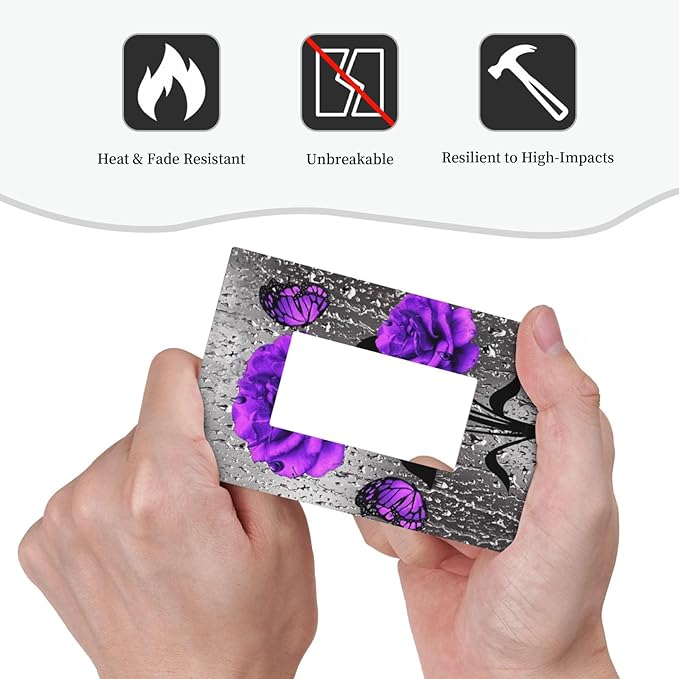 Purple Rose Butterfly 1-Gang Decorator Rocker Outlet Light Switch Cover Romantic Blossom Flowers Floral Art Valentine's Day Decorative Single Device GFCI Switch Wall Plate Dimmer (4.92 IN x 3.23 IN)