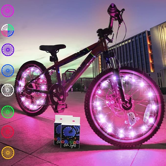 TINANA 2 Tire Pack LED Bike Wheel Lights Ultra Bright Waterproof Bicycle Spoke Lights Cycling Decoration Safety Warning Tire Strip Light for Kids Adults Night Riding