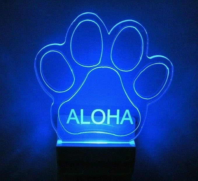 Night Light Multi Color Personalized LED Plug-in, Ultra-Slim Touch Night Light Smart Dusk to Dawn Sensor, Kids Children's Bedroom Kitchen Bathroom Hallway Play Room Variations (Paw Print)