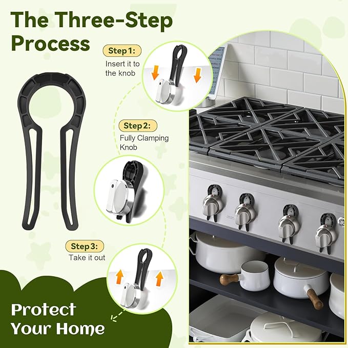 Gas Stove Knob Locks, 5 Pack Stove Knob Locks for Child Safety, Heat-Resistant, Baby Proof Oven Knob Covers Lock for Kids and Pets (Black)