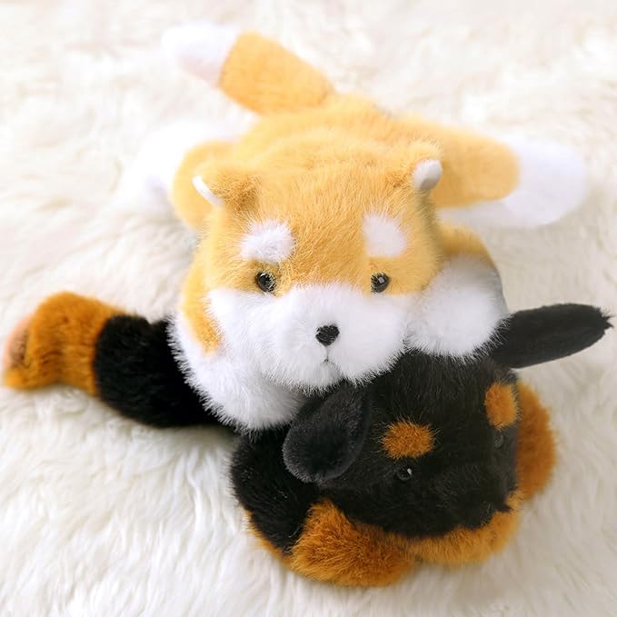 PEACH CAT Rottweiler Dog Plush Cute Dog Stuffed Animals Small Puppy Plushies Toy Pillow Gifts for Kids Black