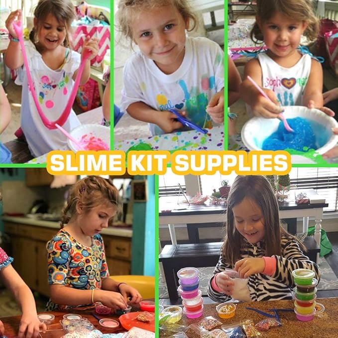 126 Pcs DIY Slime Making Kit for Girls Boys - Birthday Idea for Kids Age 5+. Ultimate Supplies Include 28 Crystal Slime, 2 Glow in The Dark Powder, 48 Bottle Glitter Jar etc.