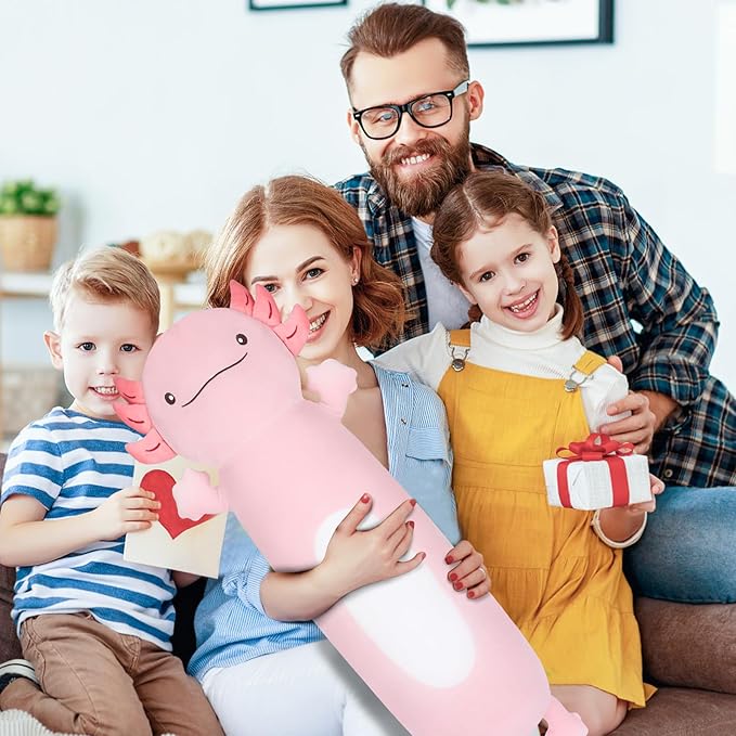 Dalmao 22" Giant Pink Axolotl Stuffed Animal, Cute Soft Long Axolotl Plush Large Body Pillow Big Squishy Plushies Toy, Gift for Kids, Boys, Birthdays