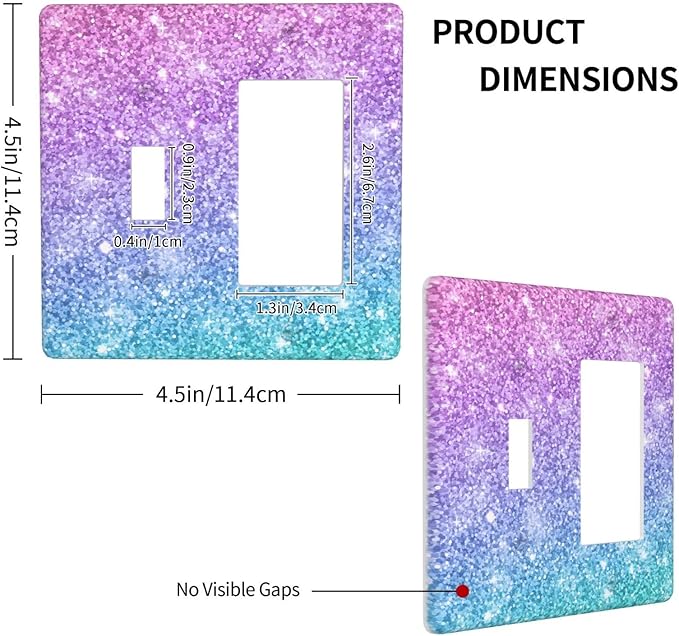 Pink Blue Mermaid Double Gang Toggle Rocker Decorative Light Switch Cover, 2-Gang Wall Plate Outlet Cover