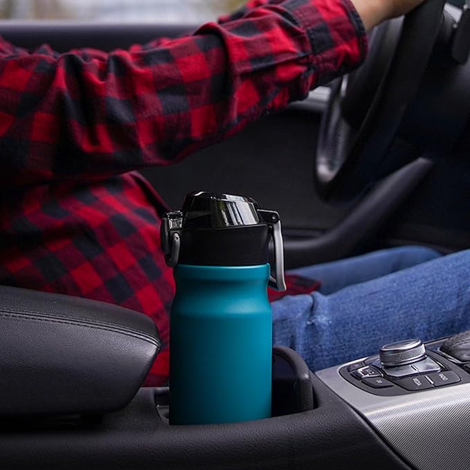 BJPKPK Insulated Water Bottle 18oz Stainless Steel Water Bottles with Straw and Carry Handle Double Wall Metal Thermal Flask,Macaron Green