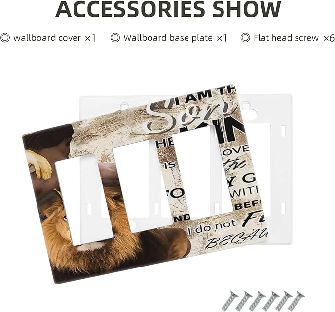 Quotes African Man Afro Lion 3 Gang Triple Rocker/Decora Light Switch Wall Plate Cover Decorative Electrical Faceplate Switchplate for Bathroom Living Room Decor