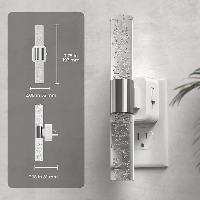 L LOHAS LED Night Light, Night Lights Plug into Wall, 180° Rotating, Auto Light Sensor, Dimmable 100LM, Soft White 3000K, Wall Sconce-Style Design Nightlights for Bedroom Bathroom Hallway, 2 Pack