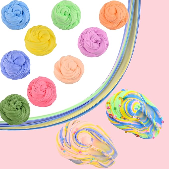 Slime Kit with 54 Pack,Valentines Mini Butter Slime, Non-Sticky and Super Soft, for Girls 10-12, Fruit Slime Party Favors Kids, Birthday Gift, DIY Putty Toy Boys