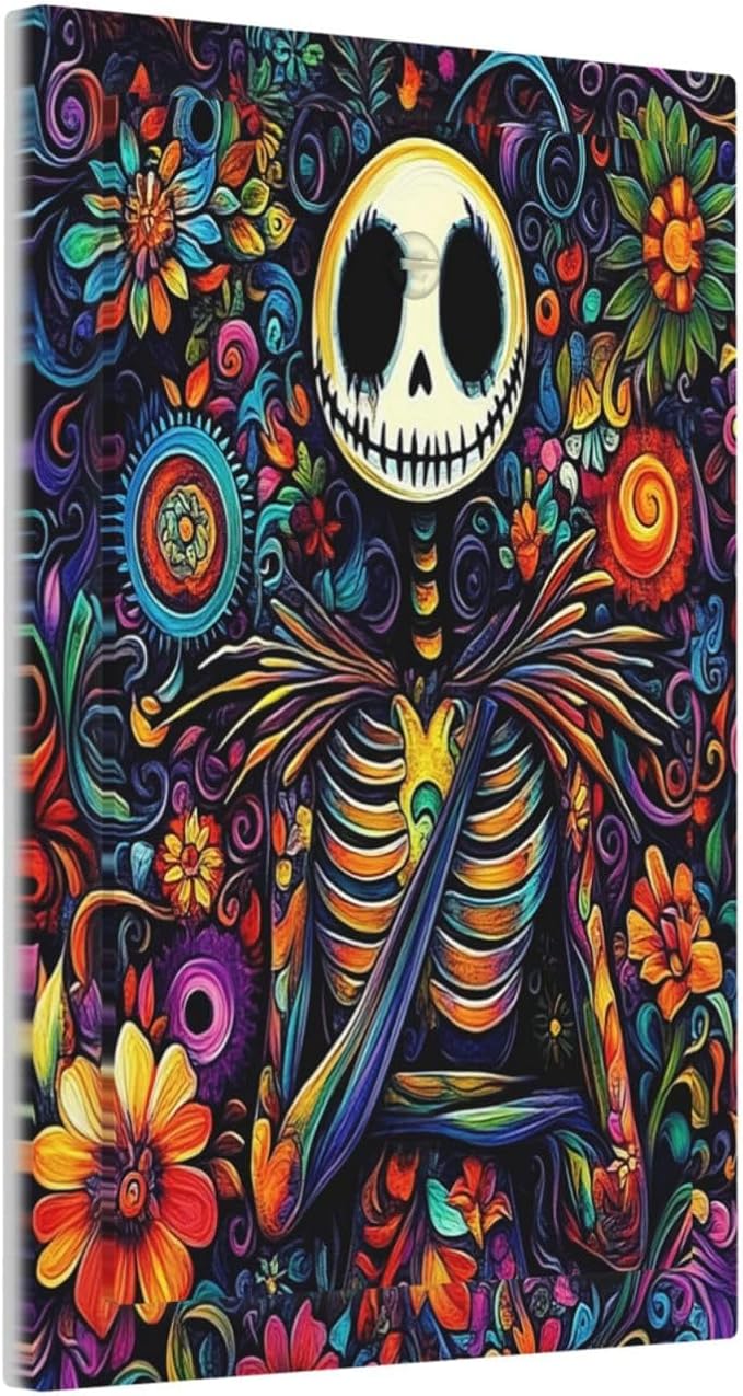 Light Switch Cover Plate Colorful Flowers Abstract Skull 1 Gang No Device Blank Electrical Wall Plates Faceplate Decorative Switch Plate For Home Living Room Decor