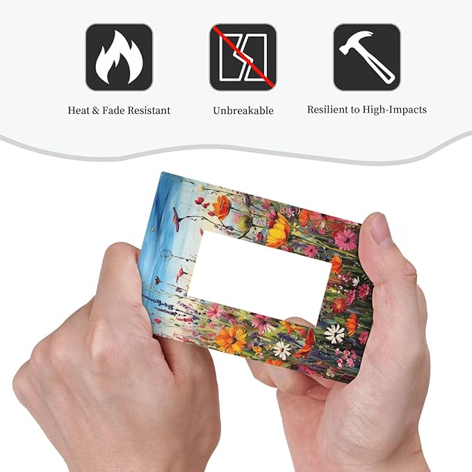 Colorful Wildflowers Painting Floral Flower Decorative Outlet Covers 1 Gang Single Rocker Light Switch Cover Plate Wall Plates GFCI Faceplate for Bedroom Living Room Decor