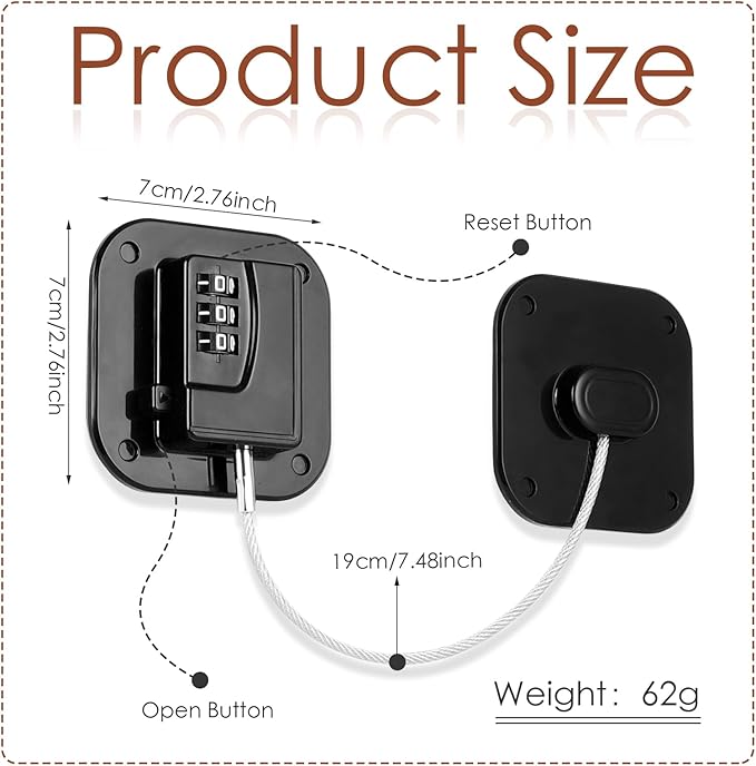 Refrigerator Lock, Combination Lock for Refrigerator Cabinets, Drawers, Heavy Duty Fridge Lock, Easy Install No Keys Needed, Black (Black-6Pack)