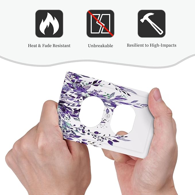 Decorative Outlet Covers Purple Eucalyptus Boho Olive Leaves Country 1 Gang Wall Plate Cover Receptacle Duplex Light Switch Cover Plate Single Dual Plug Covers Electrical Switchplate
