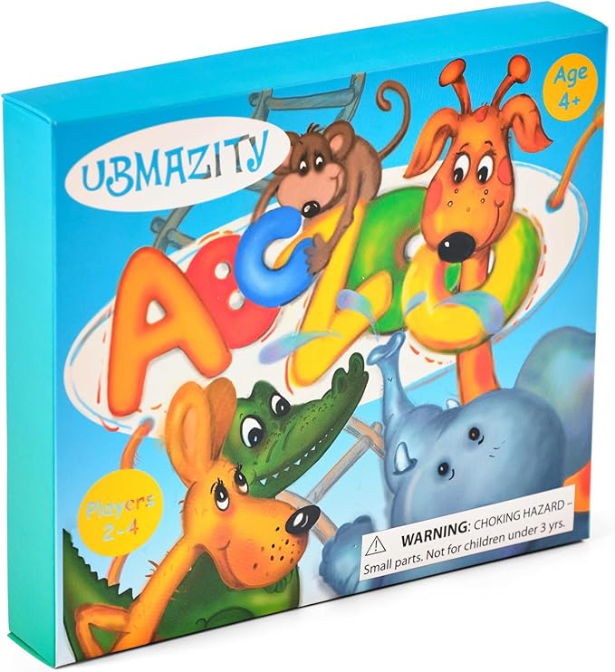ABC Zoo Chutes and Ladders Board Game, Language Development Toy, Alphabet Learning Activity for Kids Ages 4+ Players 2-4