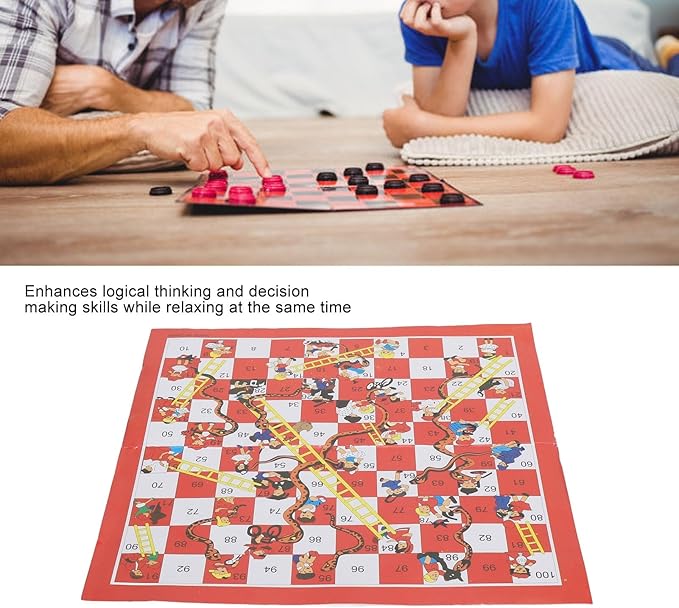Snakes and Ladders Board Game, Ludo Board Game Chess Challenging Fun Enhance Relationship Board Game Set Snakes and Ladders for Outdoor Travel