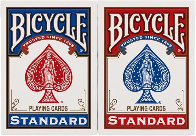 Bicycle Standard Playing Cards, Standard Poker Size Deck of Cards, Red & Blue (2 Pack), Classic Cards for Poker, Blackjack, Family Game Night & Card Games, Fun for All Ages