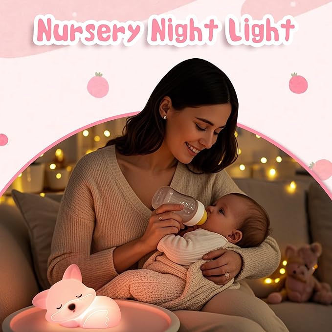 CoolGift Mart Fox Night Light, Cute Fox Silicone Night Light Gifts for Girls 8-12, Fox Lamp for Kids Child Baby Women Nursery, Animal Light with Touch Control, Timer and USB Rechargeable