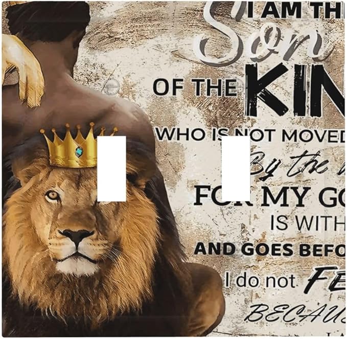 Quotes African Man Afro Lion 2 Gang Double Toggle Light Switch Cover Electric Wall Plate Electrical Faceplate for Bathroom Home Living Room Jumbo Size Decor