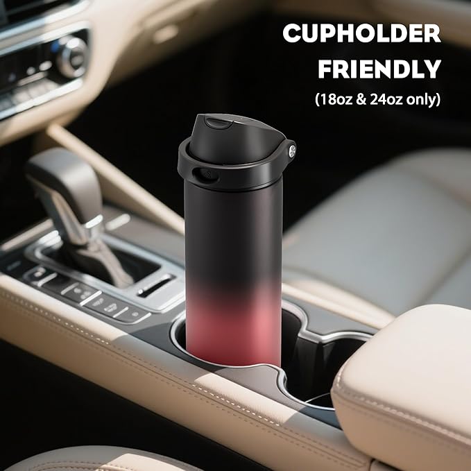 POWCAN 40 oz Stainless Steel Water Bottle: 2-in-1 Push-Button Spout & Quick-Flip Straw Lid, Leakproof, Keep Cold 24Hrs, BPA-Free, Insulated Water Bottle for Sports, School, Travel, Gym, Gift (Queen)