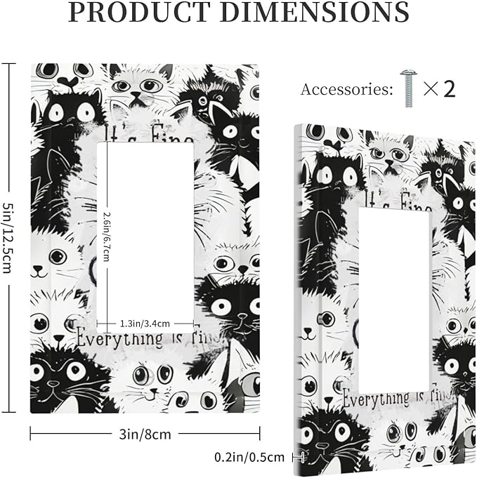 Funny Black Cat Inspirational Quotes Patterns Decorative Outlet Covers 1 Gang Single Rocker Light Switch Cover Plate Wall Plates GFCI Faceplate for Kids Room Nursery Decor