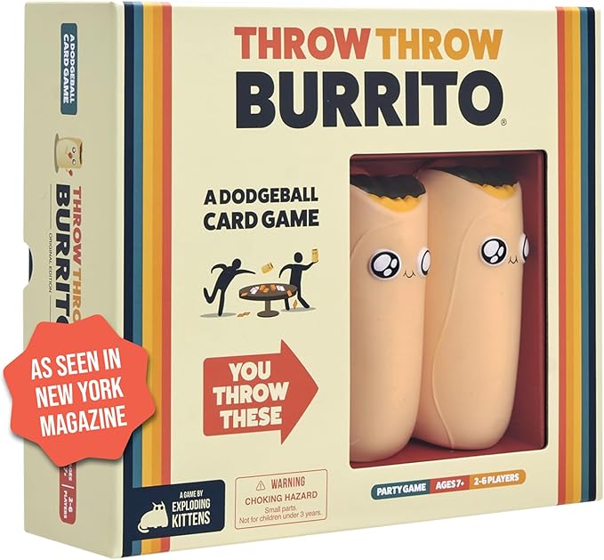 Exploding Kittens Throw Throw Burrito 2-6 Players - Ages 7+ - 15 Minutes to Play - Dodgeball Card Game - Party Game, Family Game Night, Kid and Adult Card Game