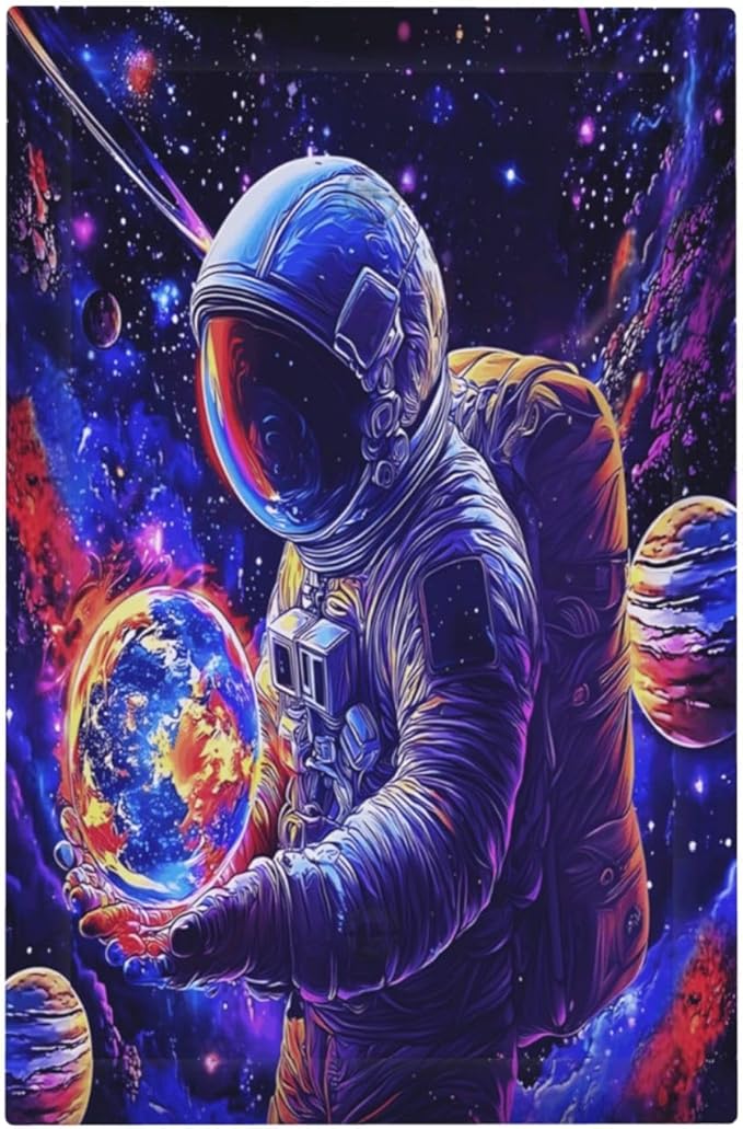 Astronaut Space Cool Galaxy Planet Light Switch Cover Plate 1 Gang No Device Blank Electrical Wall Plates Faceplate Decorative Switch Plate Covers for Kids Room Nursery Decor