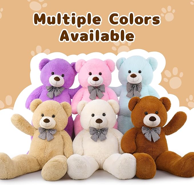 MaoGoLan Giant Brown Teddy Bear 4 Feet,Adorable and Cuddly Big Bear Stuffed Animal 47", Classic Teddy Bear Plush Gift Decoration for Baby Shower,Party,Birthday,Valentines Day