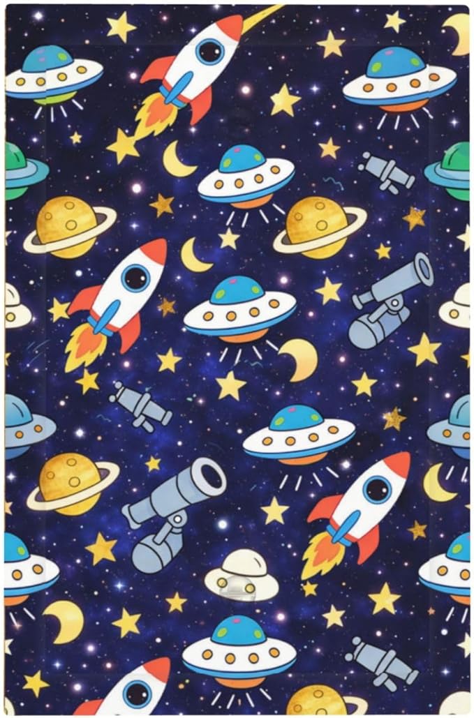 Decorative Light Switch Cover Plate Blue Space-themed Rocket Spaceship 1 Gang No Device Single Blank Outlet Covers Wall Plates for Electrical Outlets Faceplate for Children's Room Decor
