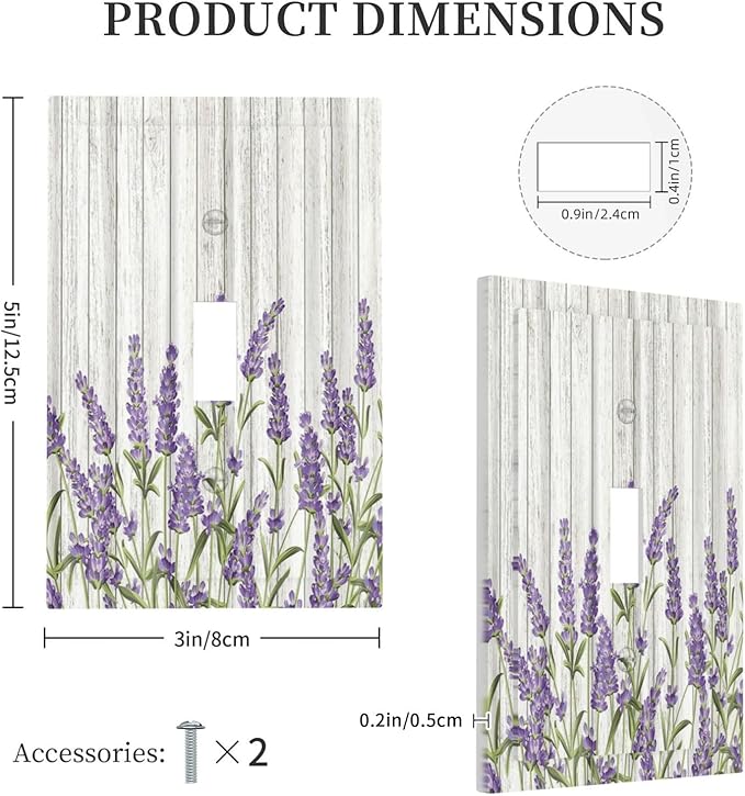 Rustic Wooden Plank Lavender Light Switch Plate Cover 1 Gang Single Toggle Wall Plates Art Decorative Switchplate Outlet Covers Electrical Faceplate for Bedroom Bathroom Kitchen Decor